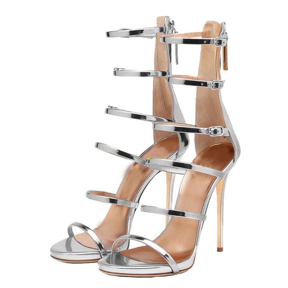 Silver Louboutin inspired heels